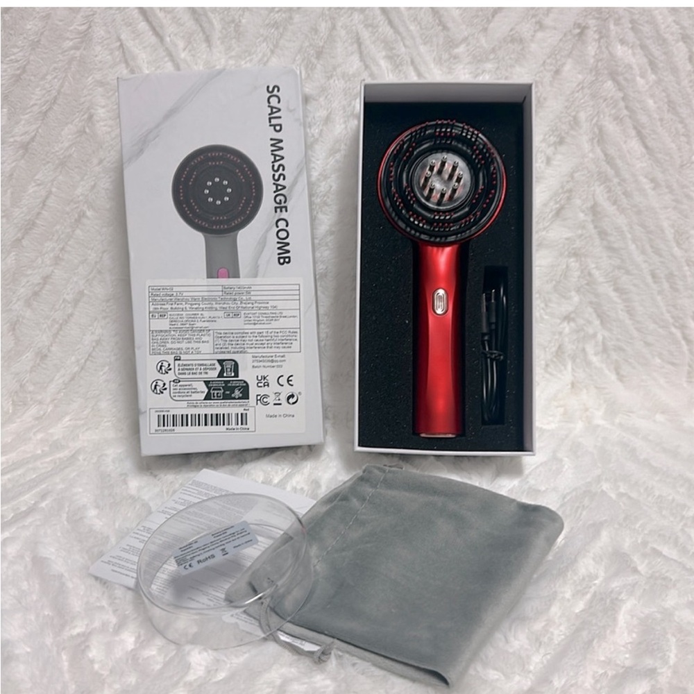 Red Hair Massager, Scalp Massager, Multi-Function Electric Scalp Massage Comb